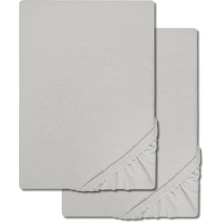 Doppelpack CloudComfort Basic Spannbettlaken Jersey-Stretch silber grau 120 x 200 cm (2 Stück)