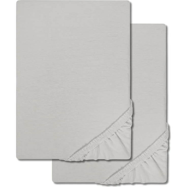 Doppelpack CloudComfort Basic Spannbettlaken Jersey-Stretch silber grau 120 x 200 cm (2 Stück)