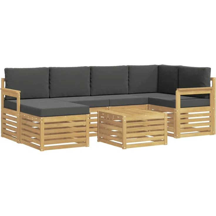 vidaXL Outdoor-Sofagarnitur 7 stk. 5-Sitzer Weiß und Anthrazit 3392142 – Bild 2