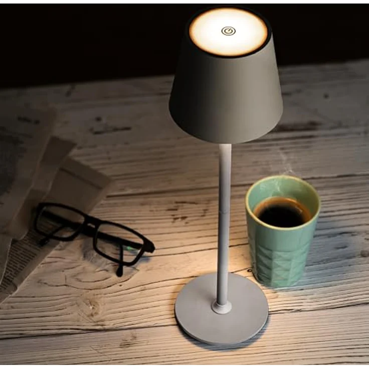 Idena 50153 Touch LED Tischlampe grau, dimmbar mit USB-Anschluss und zwei Höhen (24/38 cm) – Bild 6