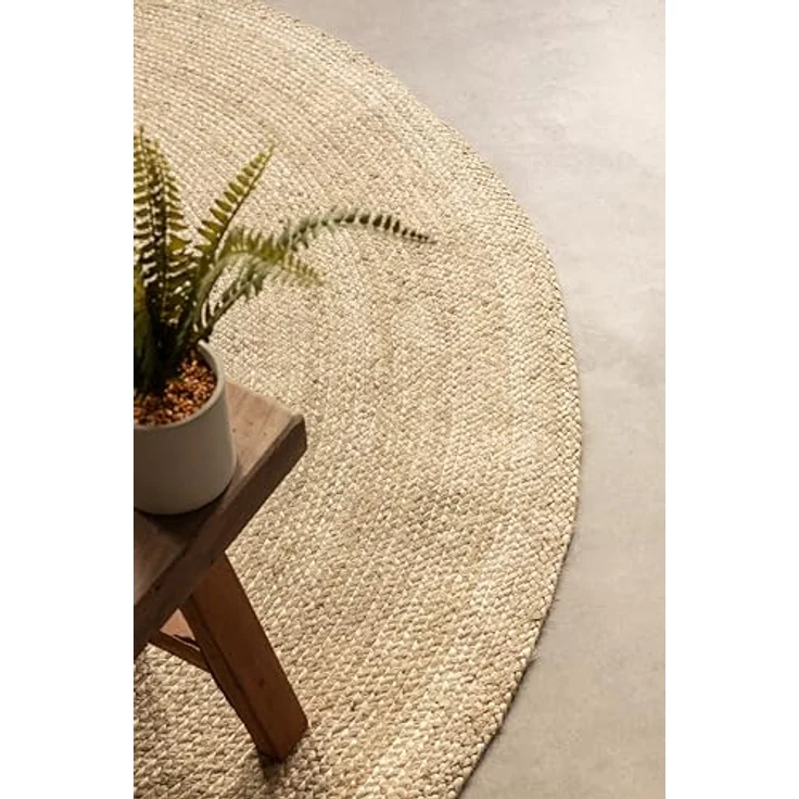 XXXL Juteteppich Jute Braided, Rund, Champagner, Ø 100 cm, Oeko-Tex® Standard 100, Beidseitig verwendbar, Pflegeleicht, Für Fußbodenheizung geeignet – Bild 7