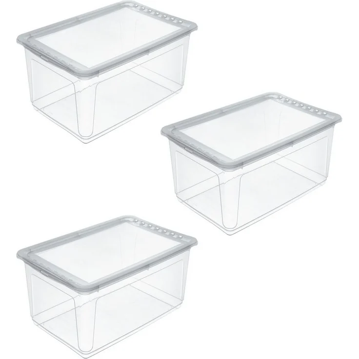 keeeper bea 3x Aufbewahrungsbox mit Air Control System, 59 x 39 x 27 cm, 43 l, Transparent – Bild 1
