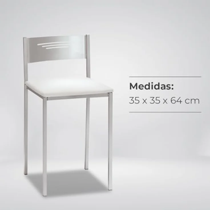 ASTIMESA Zwei Küchenhocker mit Rückenlehne aus Kunstleder, weiß, Sitzhöhe 45 cm (TABCRBL) – Bild 8