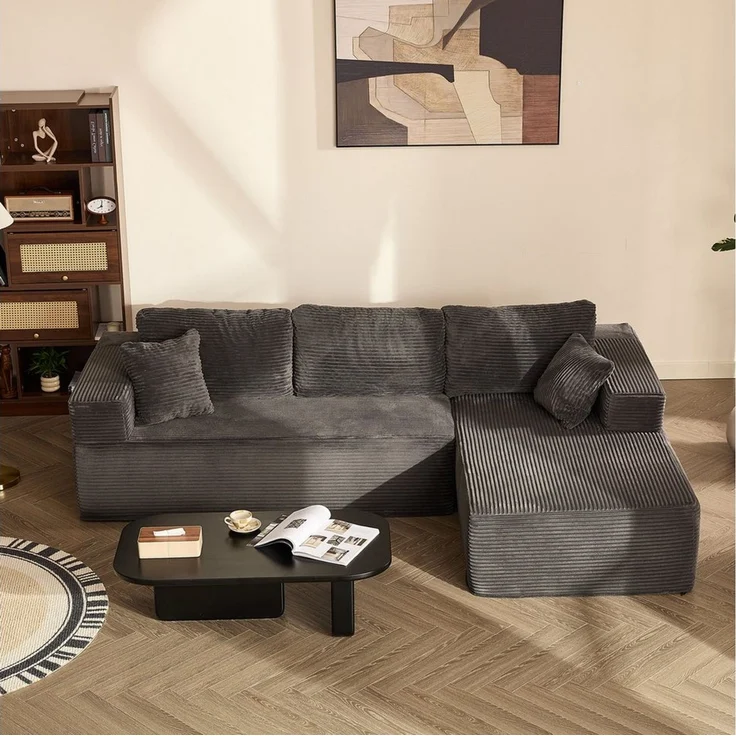 LITBIRD Sofa Modulares L-förmiges Ecksofa mit Schlaffunktion, 272 x 175 x 61 cm, 1 Teile, Rahmenloses Schlafsofa mit symmetrischem Doppelsitz, montagefrei – Bild 1