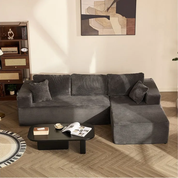 LITBIRD Sofa Modulares L-förmiges Ecksofa mit Schlaffunktion, 272 x 175 x 61 cm, 1 Teile, Rahmenloses Schlafsofa mit symmetrischem Doppelsitz, montagefrei