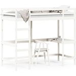 vidaXL Hochbett mit Schreibtisch Weiß 100x200 cm Massivholz Kiefer 842847