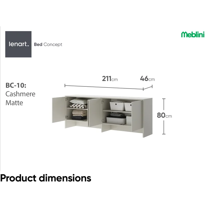 MEBLINI Hängeschrank für Horizontal Schrankbett Bed Concept - Wandschrank mit Ablagen und Fächern - Wandregal - BC-10 für 120x200 Horizontal - Kaschmir – Bild 7