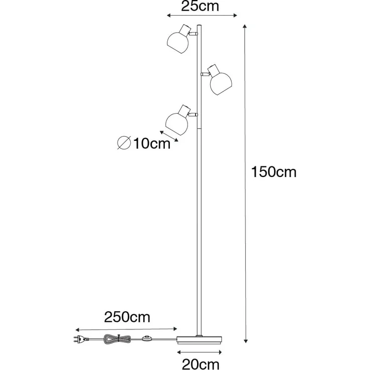 Qazqa Stehlampe Vidro, ohne Leuchtmittel, E14, Grün, Art Deco, Stahl, 3-flammig – Bild 3