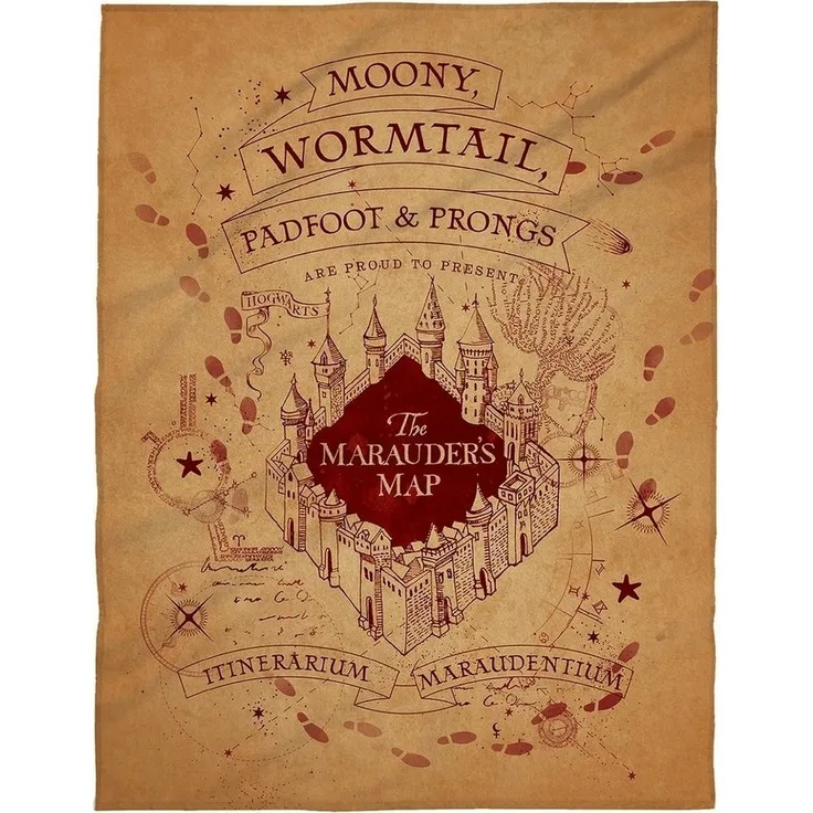 Große Fleece-Decke Kuscheldecke Harry Potter Marauder's Map 150x200 cm