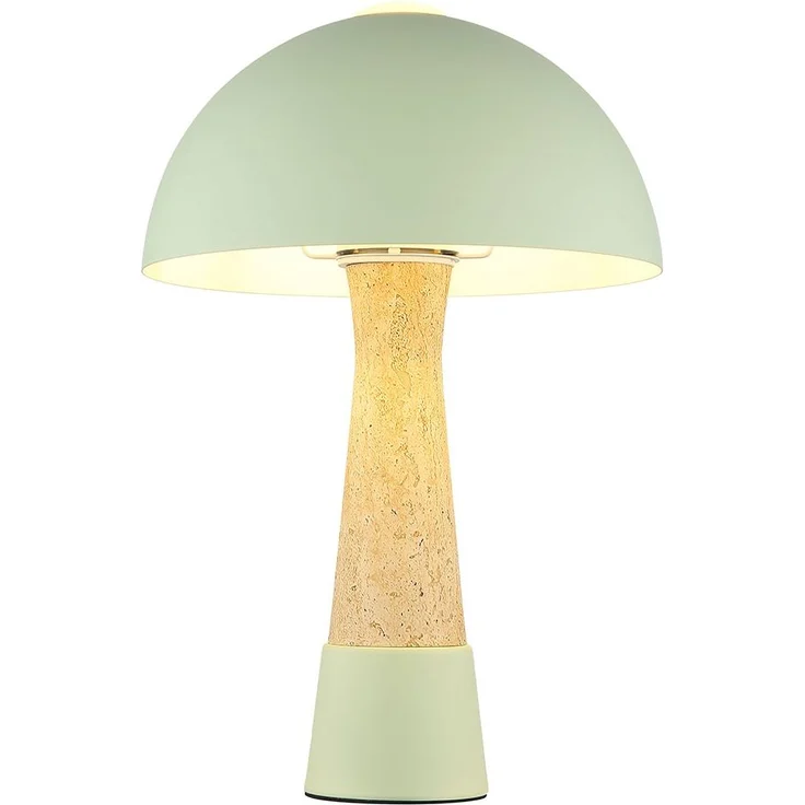 Tischleuchte, Schalter, grün, Travertin-Optik, H 36,5 cm – Bild 6