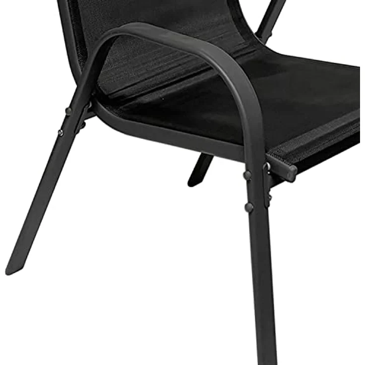 Outdoorstuhl Gartenstuhl Stapelstuhl Metall Anthrazit Textilen schwarz – Bild 6