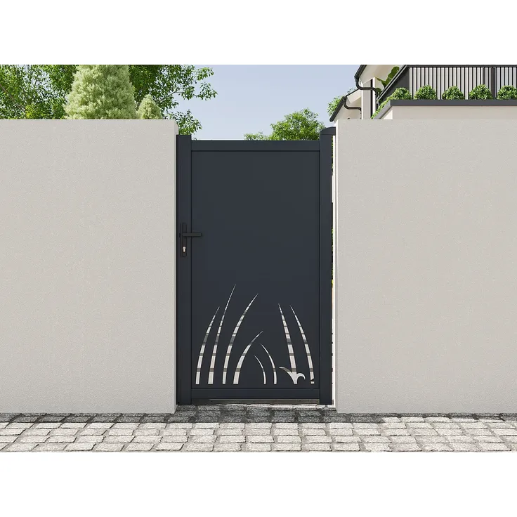 Vente-unique - BRAMENO Side gate Metall Grau - B 4,6 cm x H 176 cm x L 103 cm