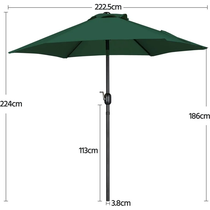 Yaheetech Sonnenschirm ∅ 223/261/294/327 cm, Gartenschirm mit Kurbel, Neigbar, UV Schutz 50+ – Bild 3