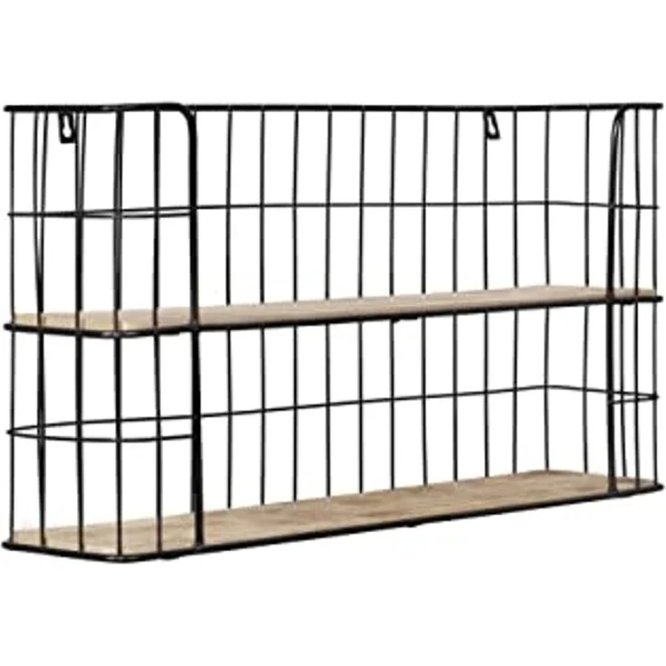LIFA LIVING Schweberegal Malaga Holz Metall, Modernes Wandregal mit 2 Etagen Boden, Hängeregal, 66,5 x 14,3 x 33,6 cm – Bild 5