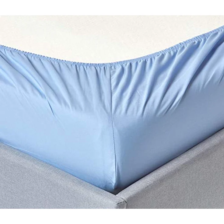 Homescapes Perkal-Spannbettlaken, Blau, 90x190 cm, 100% Baumwolle, Oeko-Tex® zertifiziert, hypoallergen – Bild 2