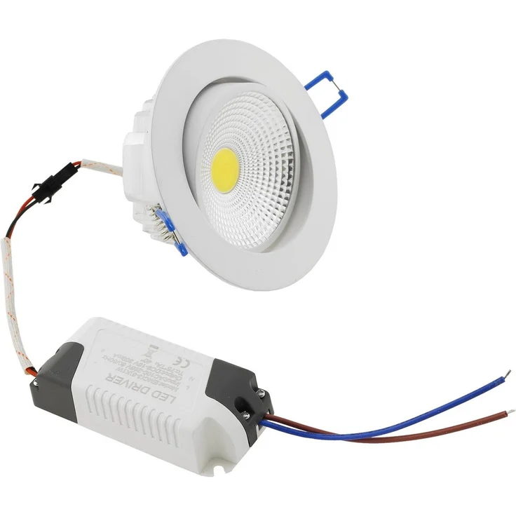 LED-Einbauleuchte "COB-7", 7W, 550lm3000K, 75°, Ø109xT47mm, Rahmen weiß – Bild 2