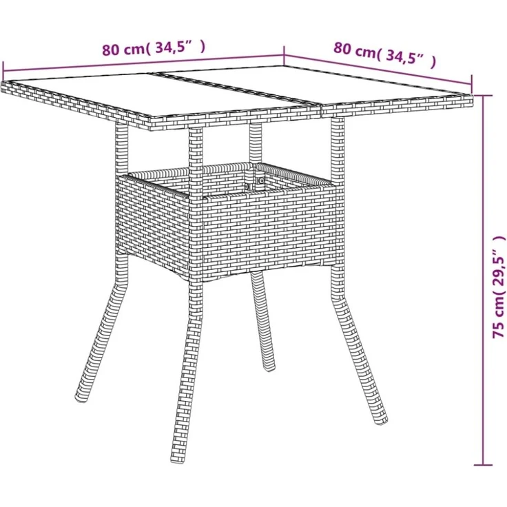 vidaXL 5-tlg. Garten-Essgruppe mit Kissen Grau Poly Rattan und Glas 3278606 – Bild 3