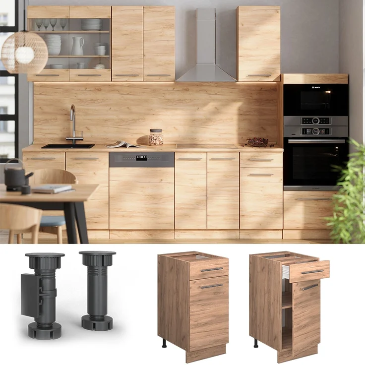 Küchenunterschrank Fame-Line Goldkraft Eiche 40 cm , AP Anthrazit Vicco – Bild 4