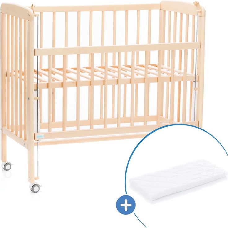 Fillikid 2in1 Beistellbett Nino, Stubenbett aus Buchen-Massivholz, höhenverstellbar, inkl. Matratze, Natur