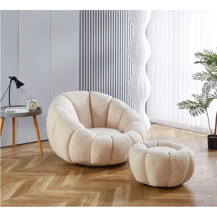 alesvelt Drehsessel Kürbis Sessel 360° Drehfunktion Relaxsessel inkl. Hocker (Set, 2-St), 360° Drehfunktion