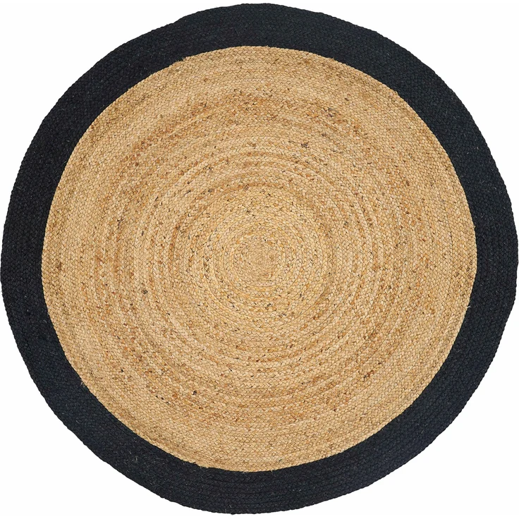 Jute Teppich Tamani Schwarz Natur 90 cm – Bild 2
