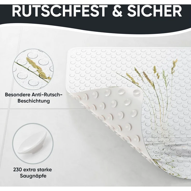 Sanilo Duschmatte, mit Motiv, rutschfest, waschbar, quadratisch, 230 extra starke Saugnäpfe, Kunststoff PVC, 53 x 53 cm, Balance – Bild 3