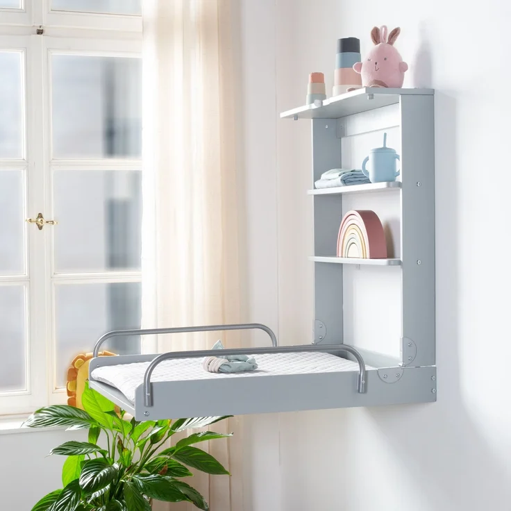 roba Wandwickelregal & Wickelauflage 'roba Style' grau - klappbar & platzsparend - Taupe / Grau – Bild 5