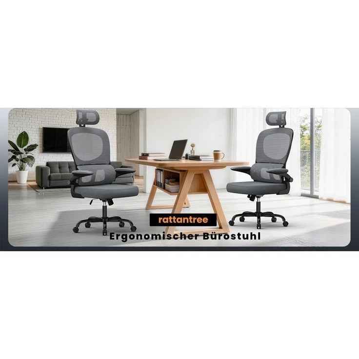 Botifly Ergonomischer Bürostuhl, Mesh-Gewebe, Grau, 90°-120° Wippfunktion, 10 cm Höhenverstellbar, 52 x 25.5 x 62 cm – Bild 10