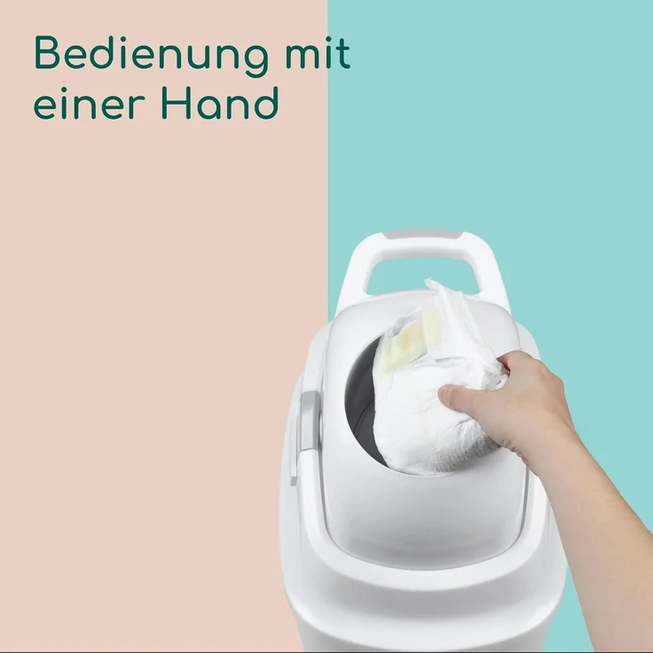 Bebeconfort geruchsdichter Windeleimer, Windeleimer, Deckel geruchsdicht, für alle Müllbeutel, für bis zu 30 Windeln, Bedienung mit einer Hand, praktische Größe, leicht zu reinigen, Grau – Bild 6