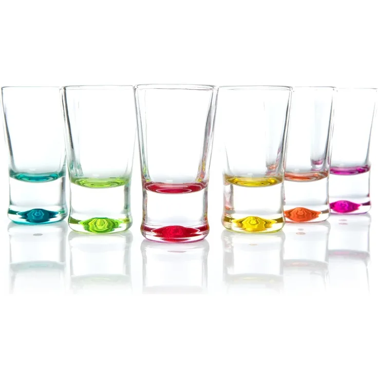 BigDean 48x Schnapsgläser 2cl - Shotgläser aus Glas – farbige Shot Gläser für Schnäpse wie z.B. Tequila, Wodka, Ouzo, Sambuca, Likör - Stamperl, Pinnchen
