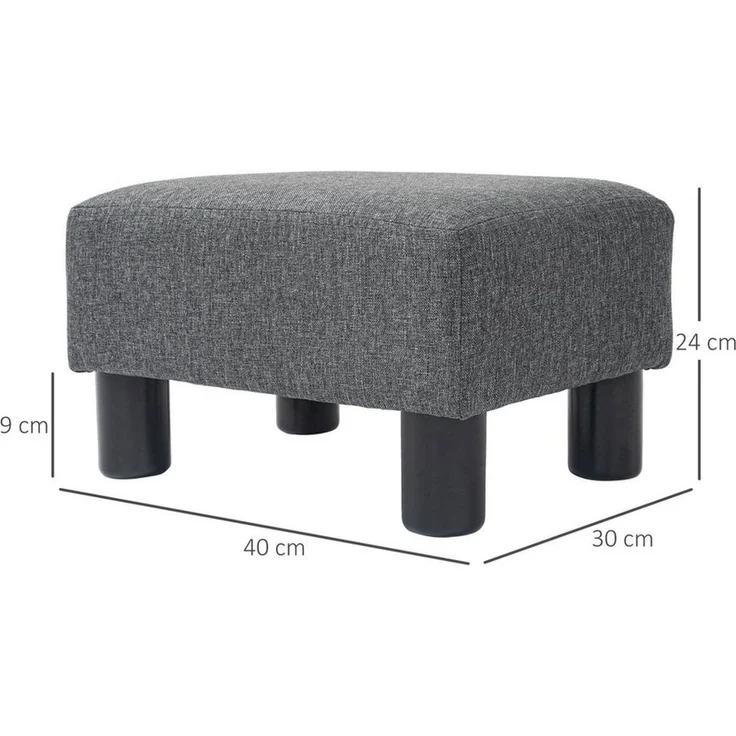 HOMCOM Fußhocker Sitzhocker Hocker mit Leinenoptik (Moderner Polsterhocker, 1 St, Ottomane für Schlafzimmer, Wohnzimmer), 40 x 30 x 24 cm, Dunkelgrau – Bild 3