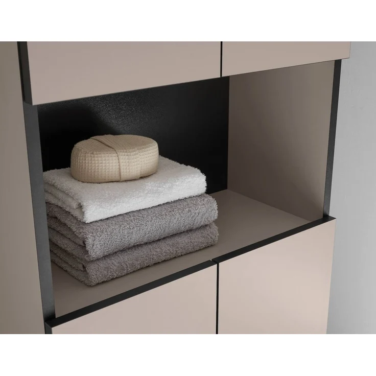 moebel-dich-auf Badmöbel-Set VENEZIA, (inklusive LED-Beleuchtung, kaschmir Spiegelschrank WBU optional mit Hoch-/Highboard), Metall Füße – Bild 4