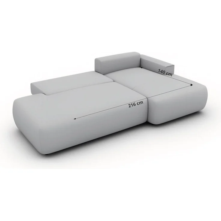 Ecksofa TAREN L mit Schlaffunktion, Bettkasten, DL-Mechanismus, Wellenfederung und freistehendem, Sofa mit Stauraum - Beige Cord - Links – Bild 9