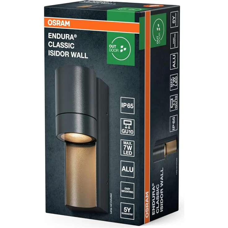 Osram ENDURA CLASSIC ISIDOR W Außenleuchte, Wandleuchte, GU10-Fassung, dunkelgrau, Aluminium, schnelle & einfache Installation, mattierter Diffusor, IP65 Schutzklasse, Anwendung im Außenbereich – Bild 2