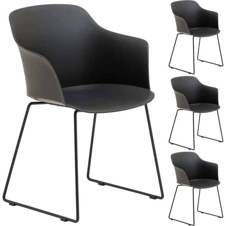 IDIMEX Gartenstuhl FORO (4 St), 4er Set Gartenstuhl aus Kunststoff und Alu schlanker Stuhl aus Polypro