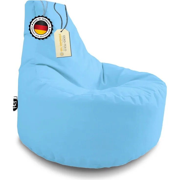 Patchhome Gamer Sitzsack, bereits befüllt, Polyester hellblau, Ø 80 cm