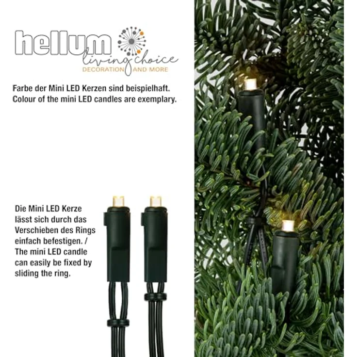 hellum LED-Lichterkette innen, 220V strombetrieben Lichterkette bunt 50er LEDs, beleuchtete Länge 735m, Kabel grün Wohnzimmer Dekoration Weihnachtsbaum IP20 Stecker für Innen 150322 – Bild 5