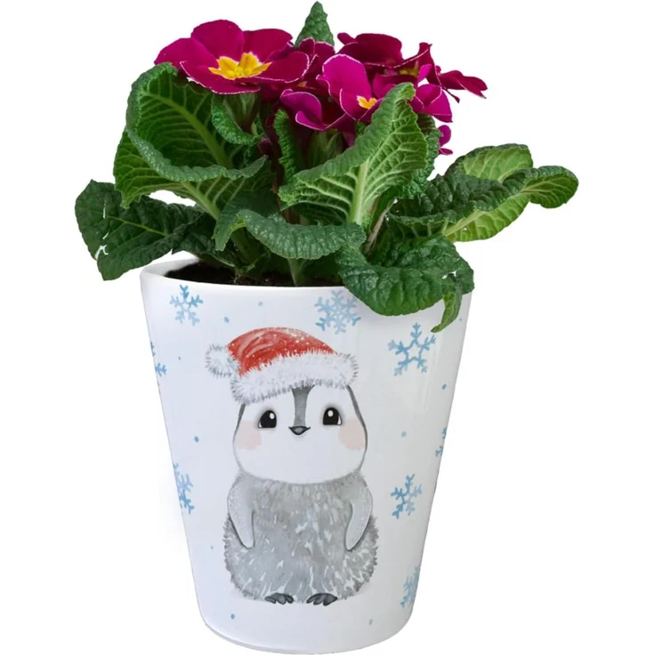 speecheese Blumentopf Pinguin mit Weihnachtsmütze Blumentopf – Bild 2