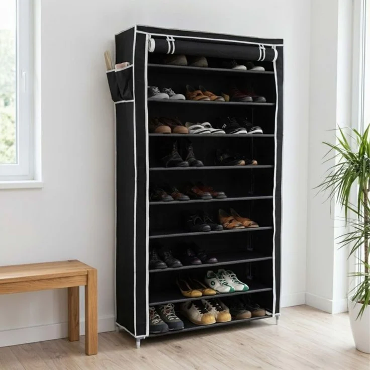 Relaxdays 2 x Schuhschrank VALENTIN hoch schwarz – Bild 2