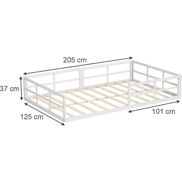Bodenbett aus Metall Minno Weiß 205 x 125 cm ohne Matratze Vitalispa – Bild 2