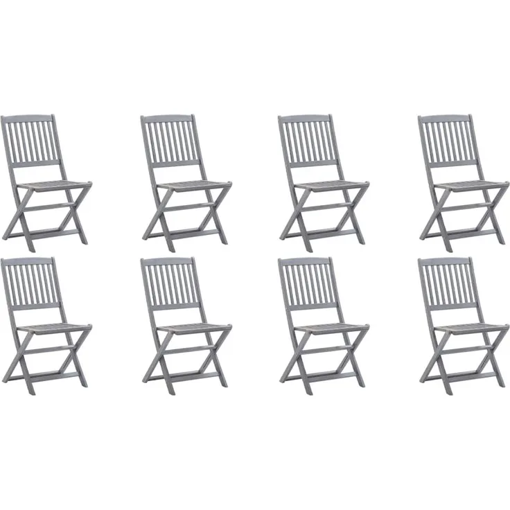 vidaXL Klappbare Gartenstühle 8 Stk. mit Kissen Massivholz Akazie 3078298