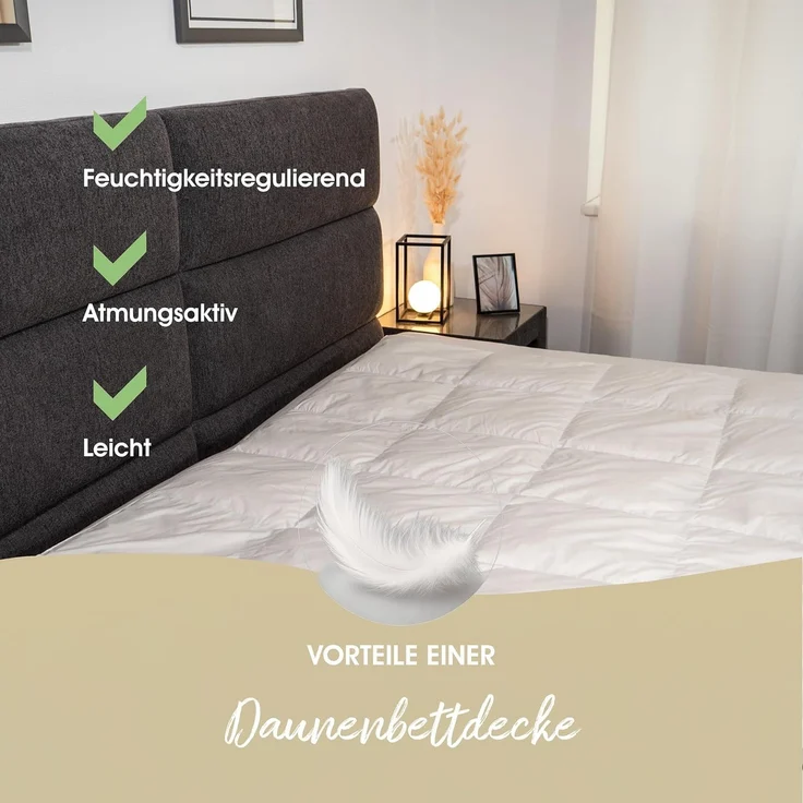 KÜNSEMÜLLER Daunenbettdecke Classic, Füllung: 90% neue canadische Wilddaunen & 10% Federn, Bezug: 100% Baumwolle, 150er Schweizer Mako-Batist aus 100% supergekämmter Baumwolle – Bild 7