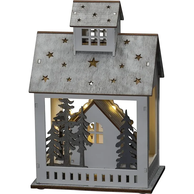 Konstsmide LED Holzsilhouette 'Haus und Markt' warm/weiss