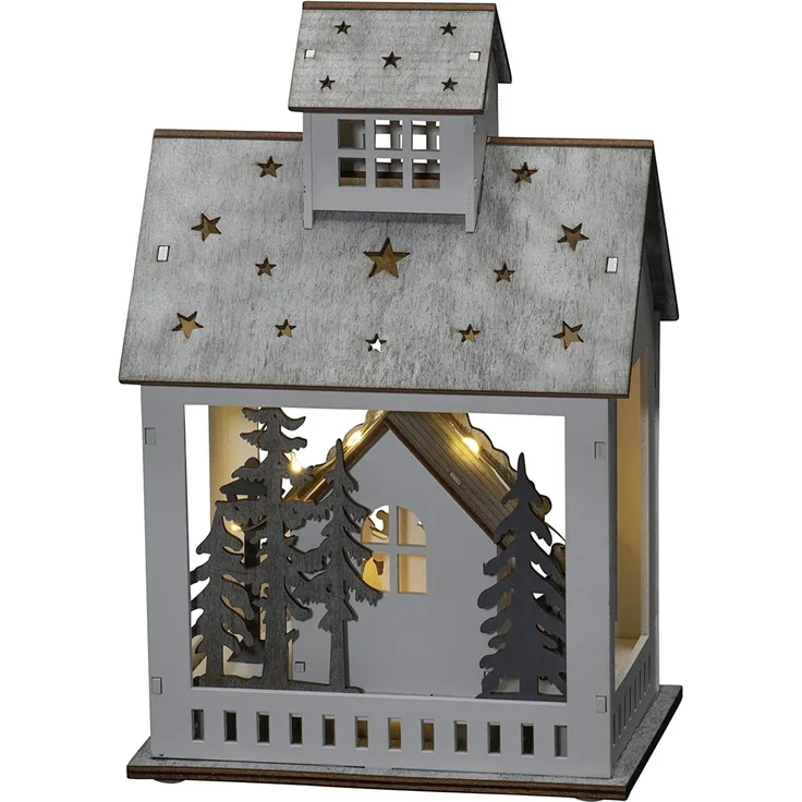 Konstsmide LED Holzsilhouette 'Haus und Markt' warm/weiss
