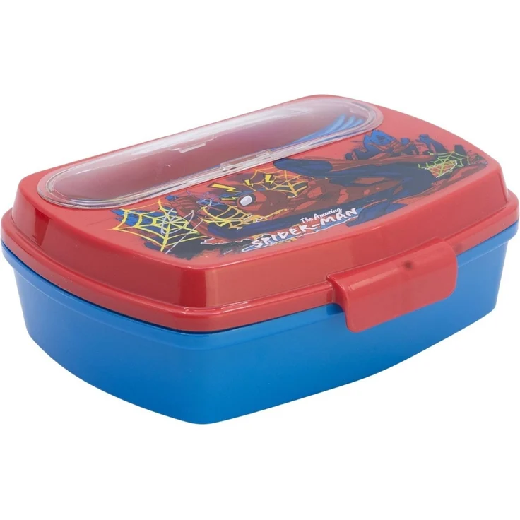 Spiderman Sandwichbox mit Besteck Kinder Brotdose Lunchbox Seven Wonders – Bild 1