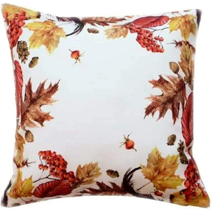 Kissenhülle mit Druckmotiv Herbstblätter Deko 40x40 Kissenhülle