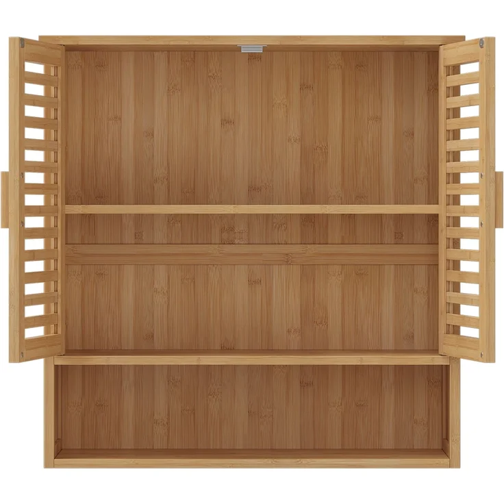 Bellamio 'Newa' Badezimmer Hängeschrank, Bambus, natur, 66x21x59 cm, Badezimmerschrank mit 3 Ablagefächern – Bild 8