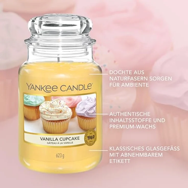 Yankee Candle Duftkerze im Glas (groß) | Vanilla Cupcake | Kerze mit langer Brenndauer bis zu 150 Stunden | Perfekte Geschenke für Frauen – Bild 4