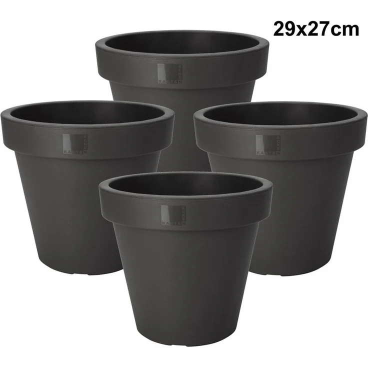 Koopman Blumentopf Blumenkübel Pflanzkübel 3 Größen 2/4 er Set (Set, 4 St, Packung), 4 Stk, Indoor & Outdoor, Schwarz, Kunststoff, Übertopf Garten – Bild 1