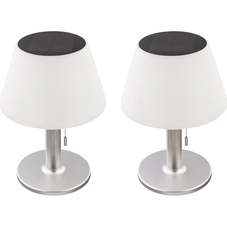 2er Set LED Solar Tischleuchte, Kunststoff, weiß, Höhe 28 cm